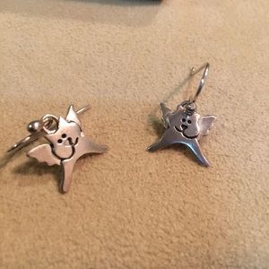 Sterling Silver Angel Cat Earrings